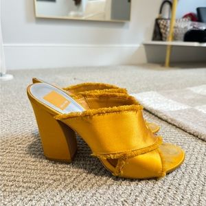 Golden Dolce Vita chunky heeled slides 7.5